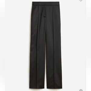 J. Crew Collection High Rise Wide Leg Pant Satin Tailoring Black Sze 16 Hemmed
